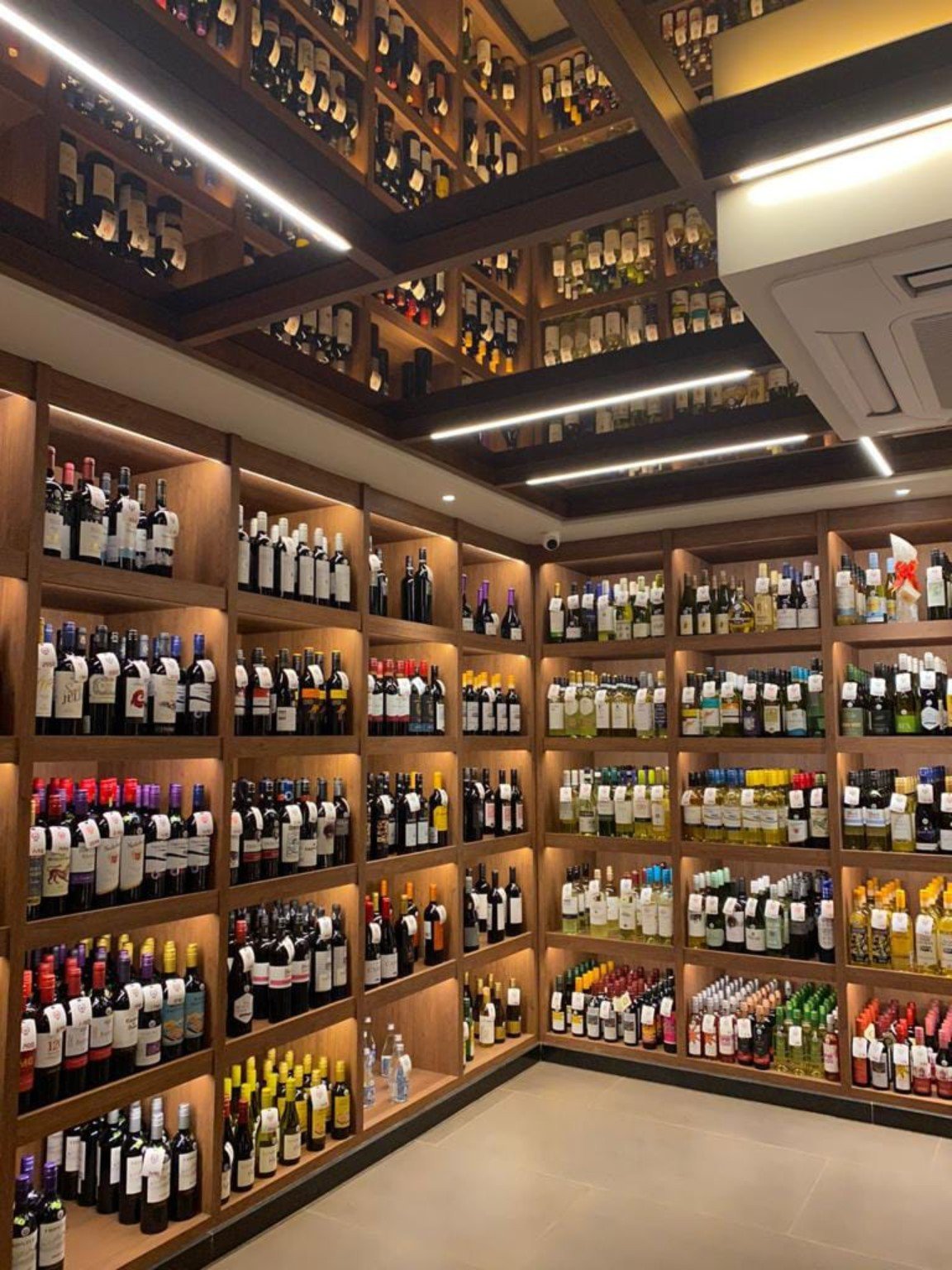Wine shelves at the store